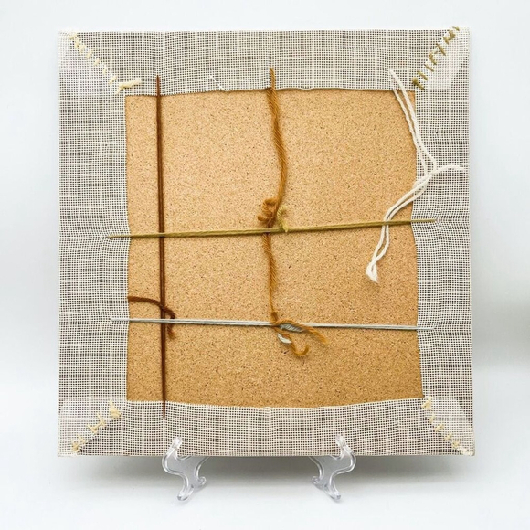 Vintage Long Stitch Embroidery Artwork Fiber Arts Square Handmade Home Decor - Picture 6 of 10